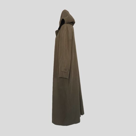 London Fog Mocha Brown Velvet Hooded Winter Trench Rain Mid Length Coat 10P - Picture 2 of 6